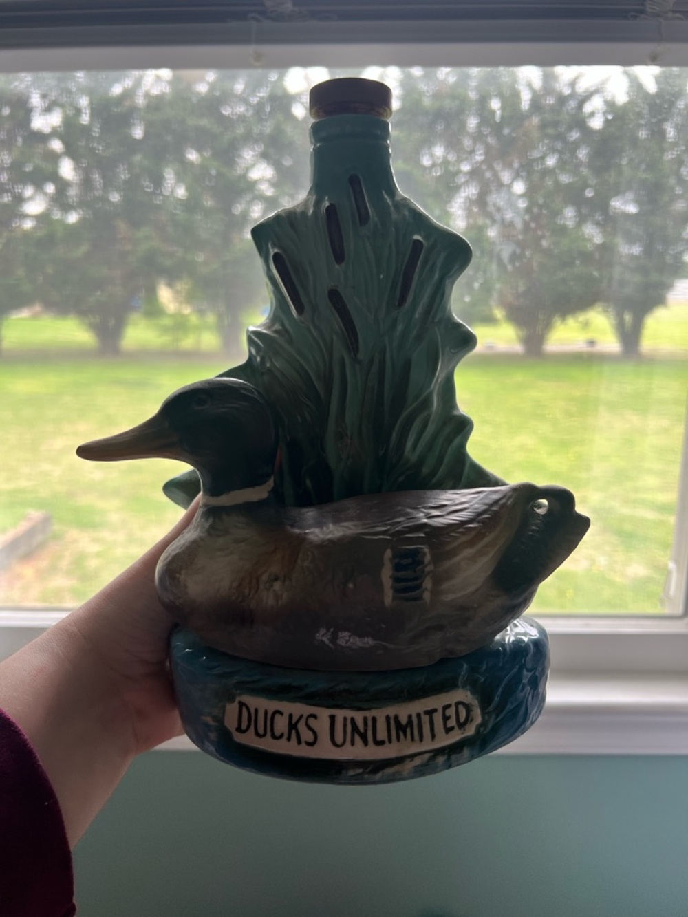 Teal and Brown Ceramic Duck Figurine Jim Beam